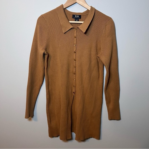 Maeve by Anthropologie Slim Fit Cardigan Women’s XL Ribbed Long Sleeve Tan - Picture 3 of 7
